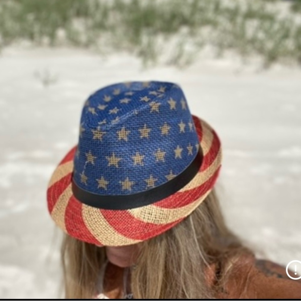 Patriotic Fedora Hat -  Red, Tan & Blue